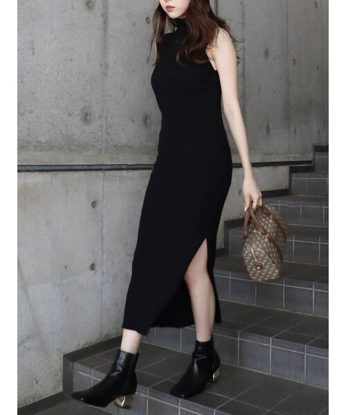 EVRIS（エヴリス）の「タートルネックリブノースリワンピース（ワンピース・レディース・ブラック/パープル/グリーン・FREE）」の5枚目の写真