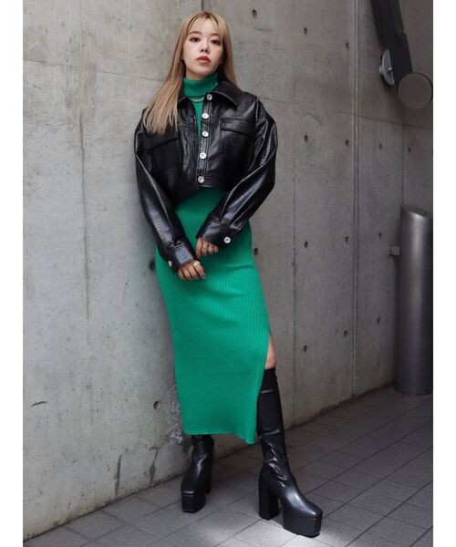 EVRIS（エヴリス）の「タートルネックリブノースリワンピース（ワンピース・レディース・ブラック/パープル/グリーン・FREE）」の14枚目の写真