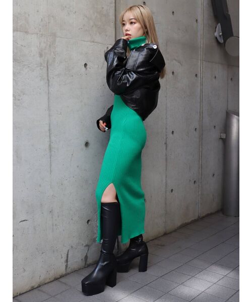 EVRIS（エヴリス）の「タートルネックリブノースリワンピース（ワンピース・レディース・ブラック/パープル/グリーン・FREE）」の15枚目の写真