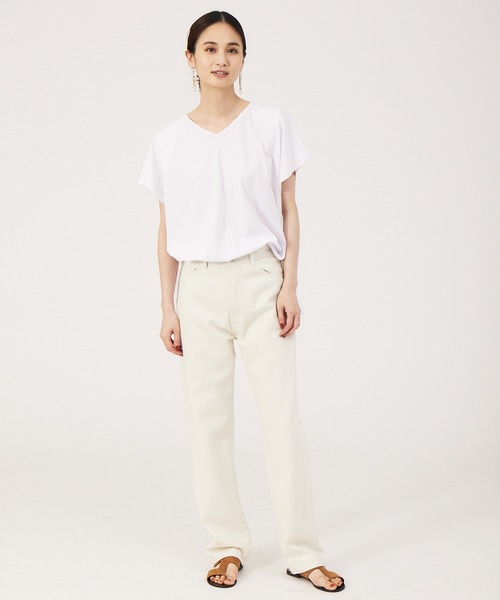 qualite(カリテ)の「2wayアシメフラッププルオーバー(Tシャツ/カットソー・レディース・ホワイト/サーモンピンク/チャコールグレー・フリー)」の5枚目の写真