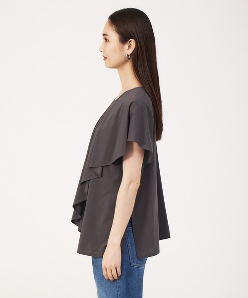 qualite(カリテ)の「2wayアシメフラッププルオーバー(Tシャツ/カットソー・レディース・ホワイト/サーモンピンク/チャコールグレー・フリー)」の11枚目の写真