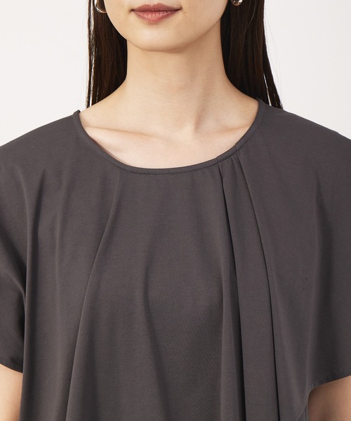 qualite(カリテ)の「2wayアシメフラッププルオーバー(Tシャツ/カットソー・レディース・ホワイト/サーモンピンク/チャコールグレー・フリー)」の13枚目の写真