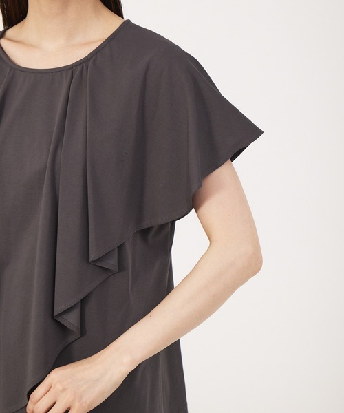 qualite(カリテ)の「2wayアシメフラッププルオーバー(Tシャツ/カットソー・レディース・ホワイト/サーモンピンク/チャコールグレー・フリー)」の14枚目の写真