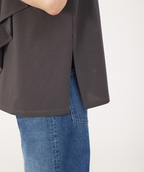 qualite(カリテ)の「2wayアシメフラッププルオーバー(Tシャツ/カットソー・レディース・ホワイト/サーモンピンク/チャコールグレー・フリー)」の16枚目の写真