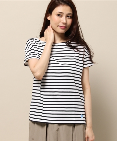 ORCIVAL（オーシバル）の「ORCIVAL 40/2半袖　カットソー（Tシャツ/カットソー・レディース・ホワイト×ブラック/ホワイト×ブルー/ホワイト×イエロー/グレー×ホワイト・FREE）」の3枚目の写真