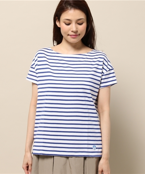 ORCIVAL（オーシバル）の「ORCIVAL 40/2半袖　カットソー（Tシャツ/カットソー・レディース・ホワイト×ブラック/ホワイト×ブルー/ホワイト×イエロー/グレー×ホワイト・FREE）」の5枚目の写真