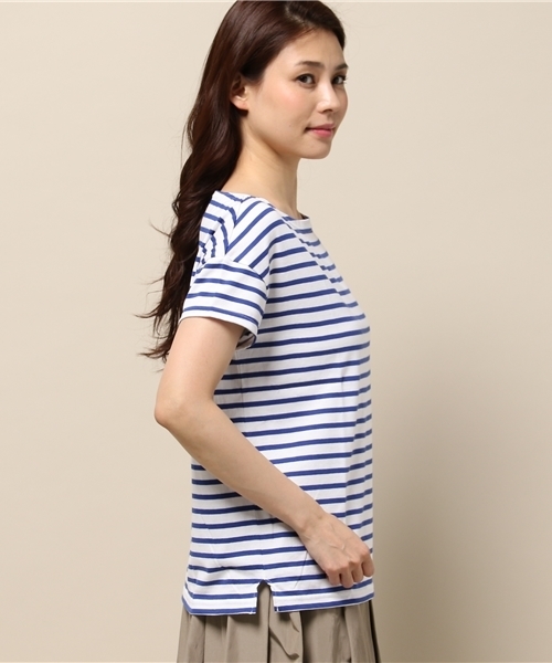 ORCIVAL（オーシバル）の「ORCIVAL 40/2半袖　カットソー（Tシャツ/カットソー・レディース・ホワイト×ブラック/ホワイト×ブルー/ホワイト×イエロー/グレー×ホワイト・FREE）」の6枚目の写真