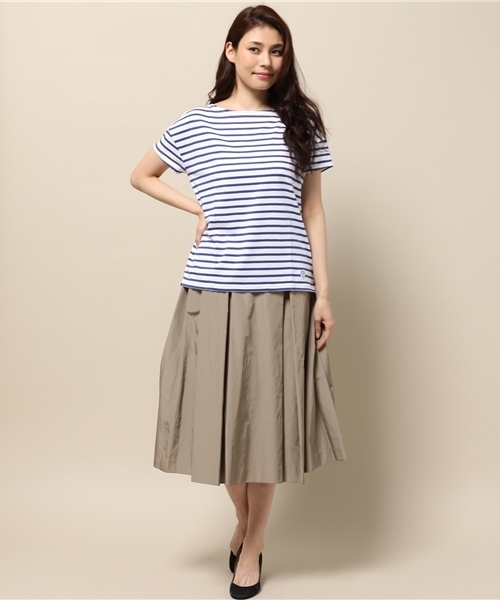 ORCIVAL（オーシバル）の「ORCIVAL 40/2半袖　カットソー（Tシャツ/カットソー・レディース・ホワイト×ブラック/ホワイト×ブルー/ホワイト×イエロー/グレー×ホワイト・FREE）」の8枚目の写真