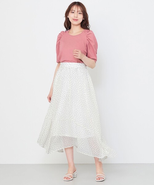 Feroux(フェルゥ)の「【接触冷感・UVケア】ショルダーギャザー カットソー(Tシャツ/カットソー・レディース・ホワイト系/ライラック系/ローズ系・F)」の6枚目の写真