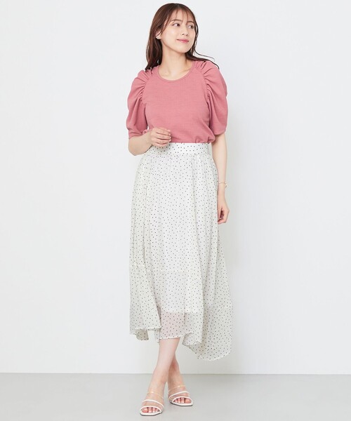 Feroux(フェルゥ)の「【接触冷感・UVケア】ショルダーギャザー カットソー(Tシャツ/カットソー・レディース・ホワイト系/ライラック系/ローズ系・F)」の7枚目の写真