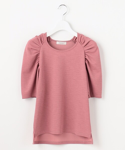 Feroux(フェルゥ)の「【接触冷感・UVケア】ショルダーギャザー カットソー(Tシャツ/カットソー・レディース・ホワイト系/ライラック系/ローズ系・F)」の8枚目の写真
