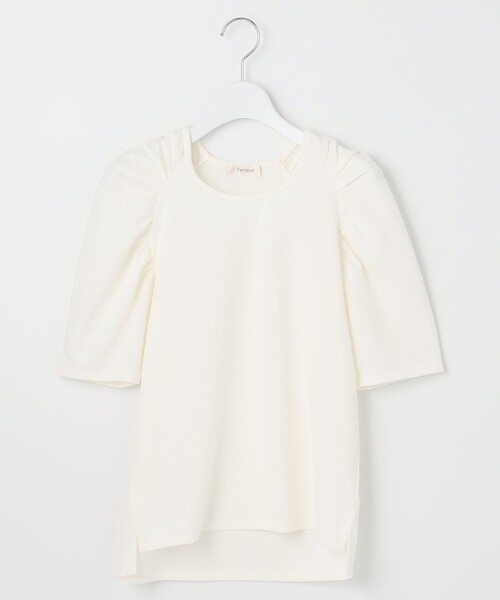 Feroux(フェルゥ)の「【接触冷感・UVケア】ショルダーギャザー カットソー(Tシャツ/カットソー・レディース・ホワイト系/ライラック系/ローズ系・F)」の14枚目の写真