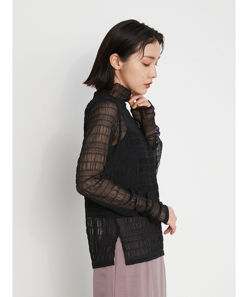 LILY BROWN（リリーブラウン）の「シアーカットチュールトップス（Tシャツ/カットソー・レディース・ピンク/ブラック/オレンジ/ブルー・FREE）」の18枚目の写真