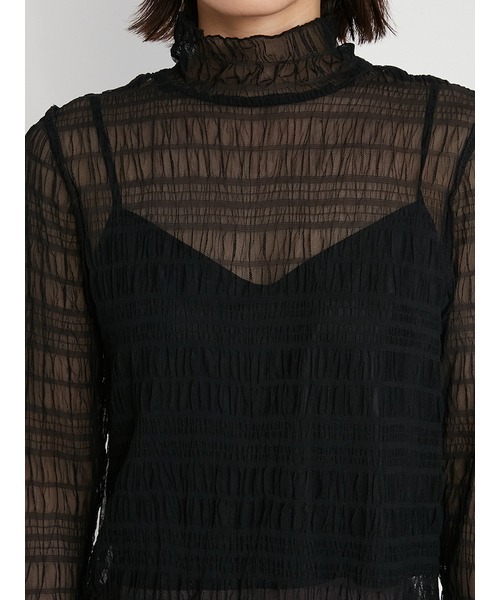 LILY BROWN（リリーブラウン）の「シアーカットチュールトップス（Tシャツ/カットソー・レディース・ピンク/ブラック/オレンジ/ブルー・FREE）」の9枚目の写真