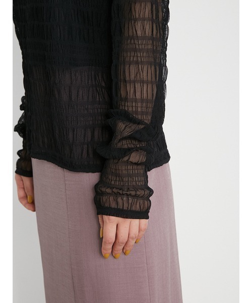 LILY BROWN（リリーブラウン）の「シアーカットチュールトップス（Tシャツ/カットソー・レディース・ピンク/ブラック/オレンジ/ブルー・FREE）」の6枚目の写真