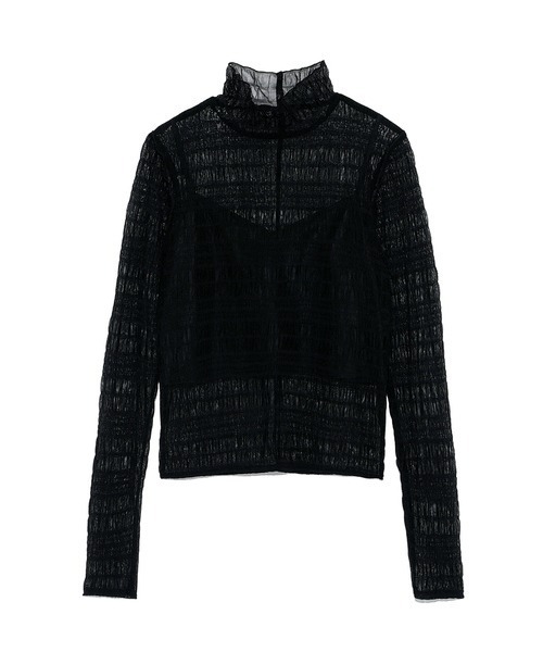 LILY BROWN（リリーブラウン）の「シアーカットチュールトップス（Tシャツ/カットソー・レディース・ピンク/ブラック/オレンジ/ブルー・FREE）」の7枚目の写真