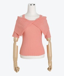 SONA | SONYUNARA セーラーカラーオフショル半袖ニットトップス(ニット/セーター)