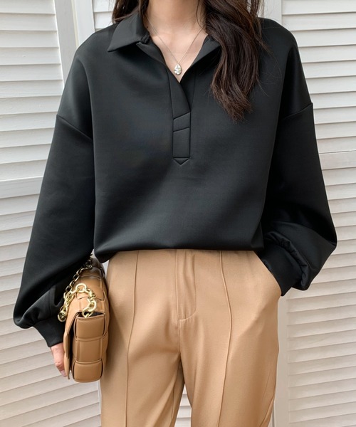 ABITOKYO(アビトーキョー)の「ポロ衿スキッパネックプルオーバー(スウェット・レディース・ホワイト/グレー/ブラック・FREE)」の3枚目の写真
