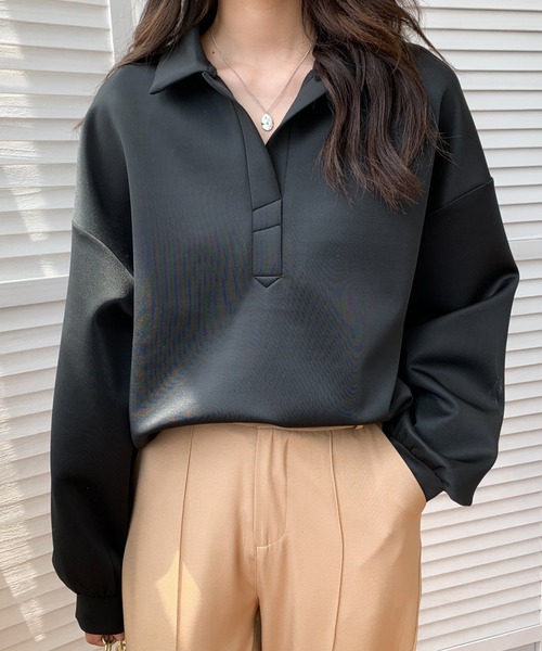 ABITOKYO(アビトーキョー)の「ポロ衿スキッパネックプルオーバー(スウェット・レディース・ホワイト/グレー/ブラック・FREE)」の22枚目の写真