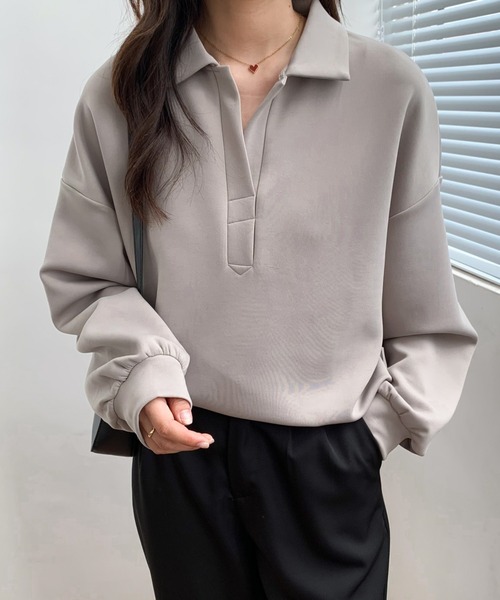 ABITOKYO(アビトーキョー)の「ポロ衿スキッパネックプルオーバー(スウェット・レディース・ホワイト/グレー/ブラック・FREE)」の10枚目の写真