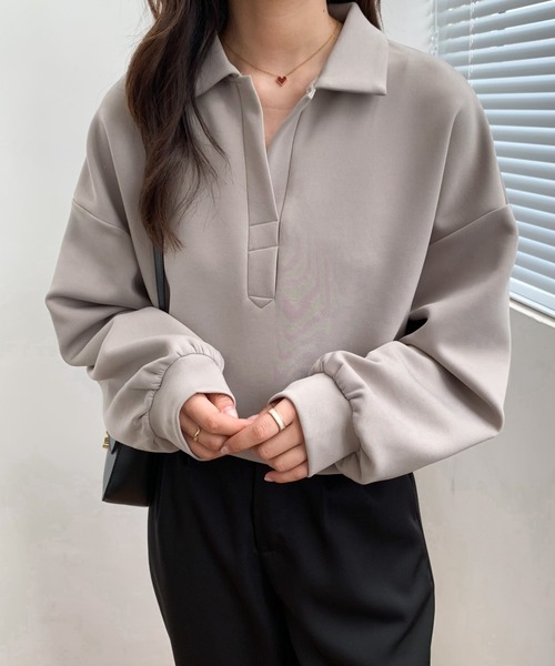 ABITOKYO(アビトーキョー)の「ポロ衿スキッパネックプルオーバー(スウェット・レディース・ホワイト/グレー/ブラック・FREE)」の11枚目の写真