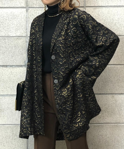 mi via loca（ミヴィアロカ）の「シアー箔レオパードシャツジャケット（テーラードジャケット・レディース・ブラック/オフホワイト・FREE）」の2枚目の写真