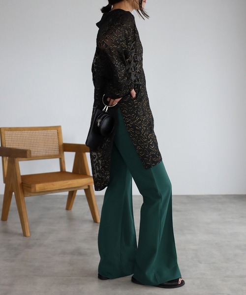 mi via loca（ミヴィアロカ）の「シアー箔レオパードシャツジャケット（テーラードジャケット・レディース・ブラック/オフホワイト・FREE）」の20枚目の写真