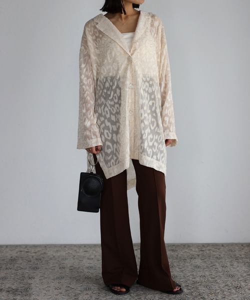 mi via loca（ミヴィアロカ）の「シアー箔レオパードシャツジャケット（テーラードジャケット・レディース・ブラック/オフホワイト・FREE）」の6枚目の写真