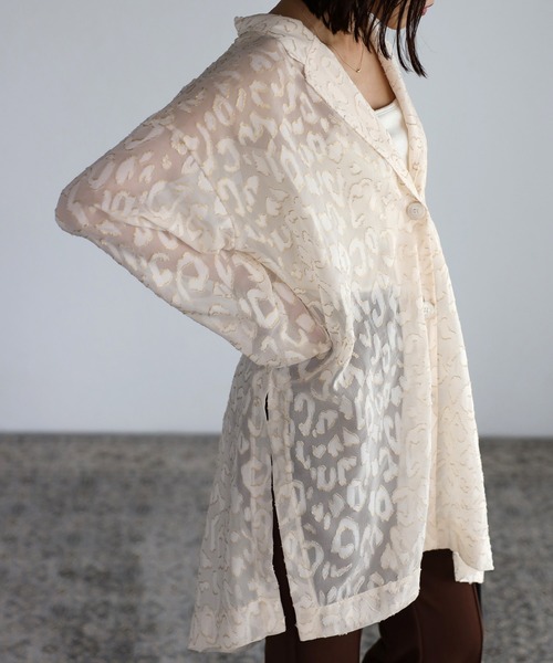 mi via loca（ミヴィアロカ）の「シアー箔レオパードシャツジャケット（テーラードジャケット・レディース・ブラック/オフホワイト・FREE）」の9枚目の写真