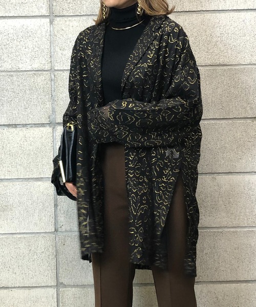 mi via loca（ミヴィアロカ）の「シアー箔レオパードシャツジャケット（テーラードジャケット・レディース・ブラック/オフホワイト・FREE）」の14枚目の写真