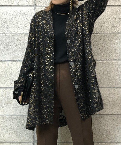 mi via loca（ミヴィアロカ）の「シアー箔レオパードシャツジャケット（テーラードジャケット・レディース・ブラック/オフホワイト・FREE）」の15枚目の写真