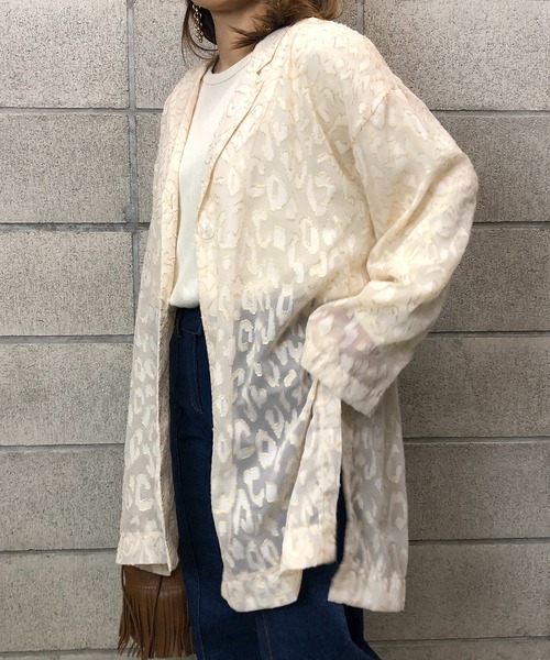 mi via loca（ミヴィアロカ）の「シアー箔レオパードシャツジャケット（テーラードジャケット・レディース・ブラック/オフホワイト・FREE）」の18枚目の写真