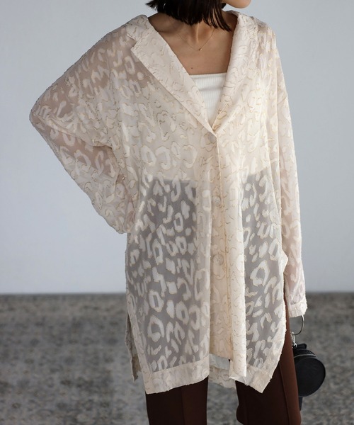 mi via loca（ミヴィアロカ）の「シアー箔レオパードシャツジャケット（テーラードジャケット・レディース・ブラック/オフホワイト・FREE）」の11枚目の写真