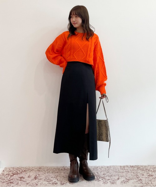 新品❤️CPG スリット入りグリーンスカート 取り外し可能】レイヤードスリットスカート（スカート）｜EPIMI E