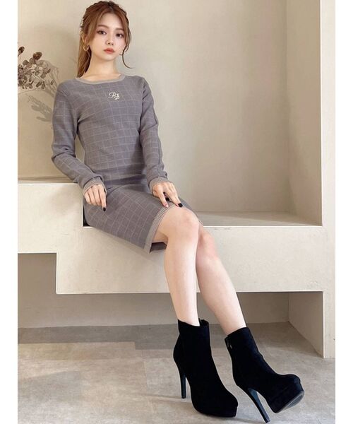 RESEXXY（リゼクシー）の「ポイントロゴニットワンピース（ワンピース・レディース・ブラック/アイボリー/モカ/ブルー・FREE）」の6枚目の写真