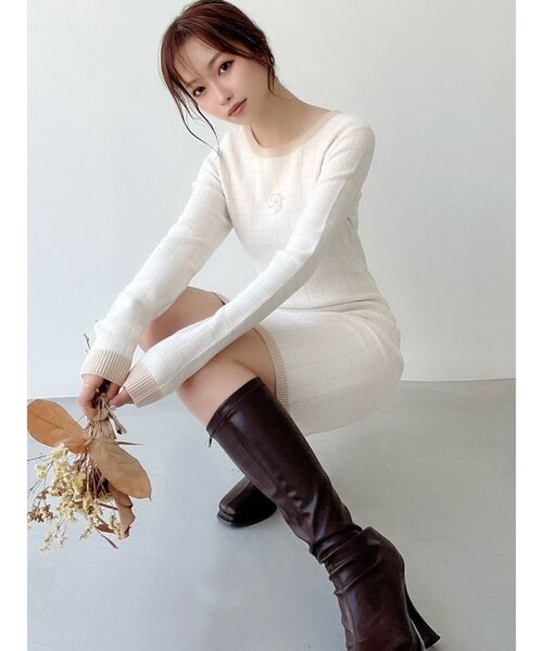 RESEXXY（リゼクシー）の「ポイントロゴニットワンピース（ワンピース・レディース・ブラック/アイボリー/モカ/ブルー・FREE）」の13枚目の写真