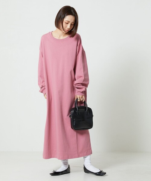 FREAK'S STORE(フリークスストア)の「【限定展開】ビッグロングスリーブTマキシワンピース(ワンピース・レディース・ナチュラル/ブラック/ブラウン/レンガ/マスタード/グリーン/ピンク・フリ-)」の13枚目の写真