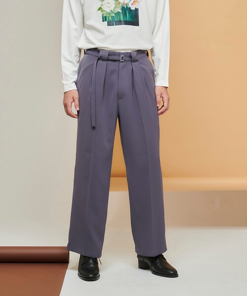 tk.TAKEO KIKUCHI（ティーケータケオキクチ）の「◆トロミツイルナローベルトワイドパンツ（その他パンツ・メンズ・ライトパープル/ネイビー/ブラック・02/01/03）」の3枚目の写真
