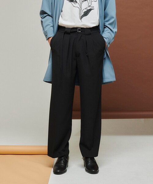 tk.TAKEO KIKUCHI（ティーケータケオキクチ）の「◆トロミツイルナローベルトワイドパンツ（その他パンツ・メンズ・ライトパープル/ネイビー/ブラック・02/01/03）」の2枚目の写真