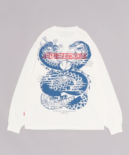 AVIREX（アヴィレックス）の「《REBUILD COLLECTION》ドラゴン＆スネーク 長袖Tシャツ /  L/S T-SHIRT DRAGON&SNAKE（Tシャツ/カットソー・レディース・ホワイト/ブラック・M/L/2XL/XL）」の3枚目の写真