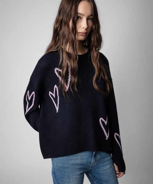 ZADIG&VOLTAIRE（ザディグ　エ　ヴォルテール）の「MARKUS WS HEART（ニット/セーター・レディース・ネイビー/インディゴブルー・L/XS/M/S）」の3枚目の写真