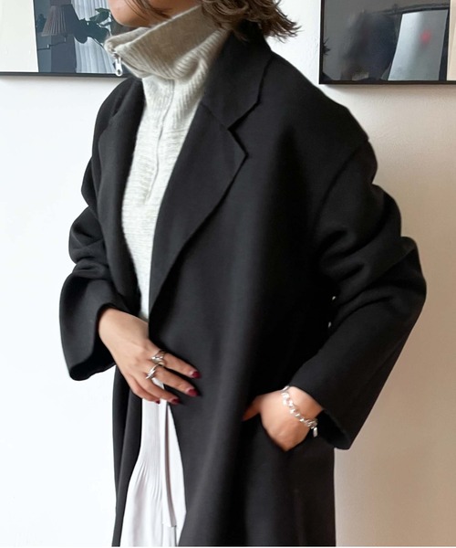 archives（アルシーヴ）の「ニードルパンチミドルコート（チェスターコート・レディース・グリーン/グレイッシュベージュ/アイボリー/ブラック・MEDIUM）」の21枚目の写真