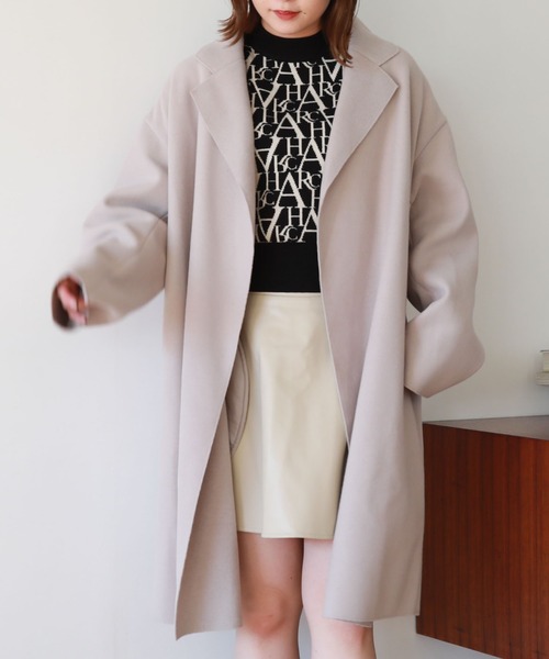 archives（アルシーヴ）の「ニードルパンチミドルコート（チェスターコート・レディース・グリーン/グレイッシュベージュ/アイボリー/ブラック・MEDIUM）」の10枚目の写真