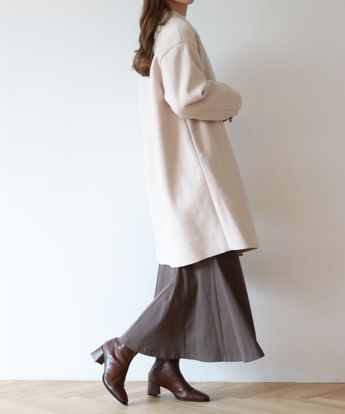 archives（アルシーヴ）の「ニードルパンチミドルコート（チェスターコート・レディース・グリーン/グレイッシュベージュ/アイボリー/ブラック・MEDIUM）」の5枚目の写真