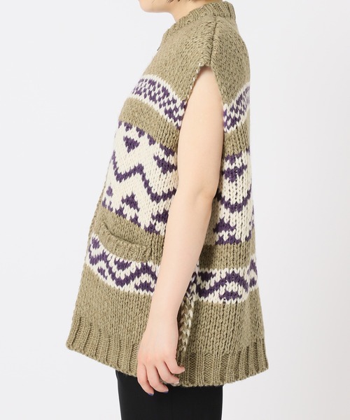 JOINT WORKS（ジョイントワークス）の「カウチンニットベスト（ベスト・レディース・ブラウン系その他/ネイビー・FREE）」の14枚目の写真