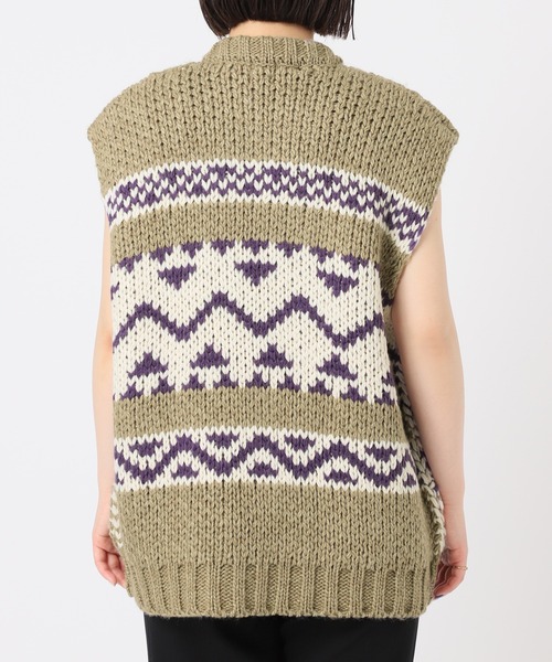 JOINT WORKS（ジョイントワークス）の「カウチンニットベスト（ベスト・レディース・ブラウン系その他/ネイビー・FREE）」の15枚目の写真