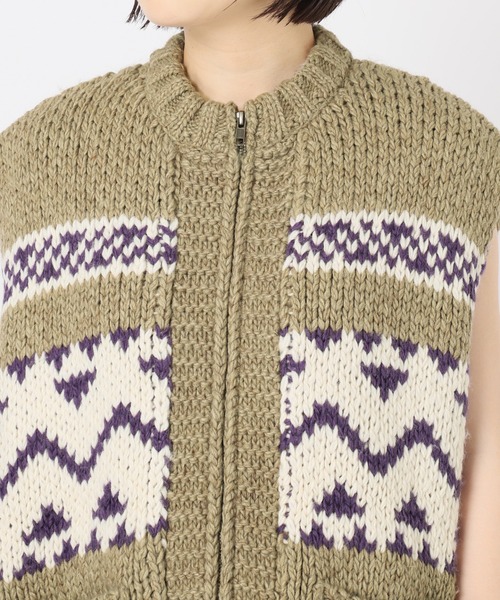 JOINT WORKS（ジョイントワークス）の「カウチンニットベスト（ベスト・レディース・ブラウン系その他/ネイビー・FREE）」の17枚目の写真