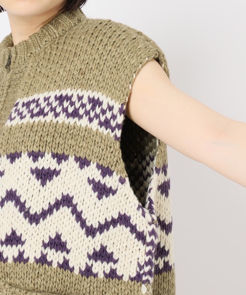 JOINT WORKS（ジョイントワークス）の「カウチンニットベスト（ベスト・レディース・ブラウン系その他/ネイビー・FREE）」の18枚目の写真