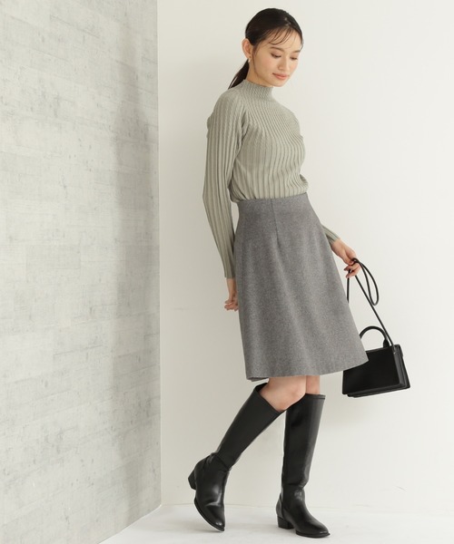 NATURAL BEAUTY BASIC(ナチュラルビューティーベーシック)の「フレアミニスカート(スカート・レディース・グレイッシュベージュ/チャコールグレー・MEDIUM/SMALL)」の7枚目の写真
