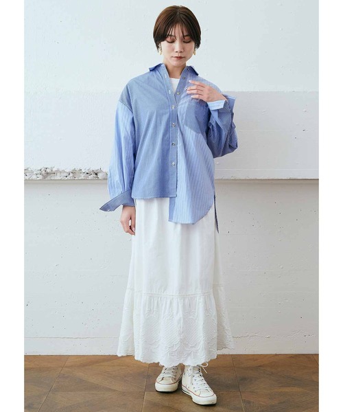 MEDE19F(メデジュウキュウ)の「MEDE19F ミックスストライプシャツ(シャツ/ブラウス・レディース・ブルー/ライトパープル・MEDIUM/LARGE/X-LARGE/XX-LARGE)」の19枚目の写真